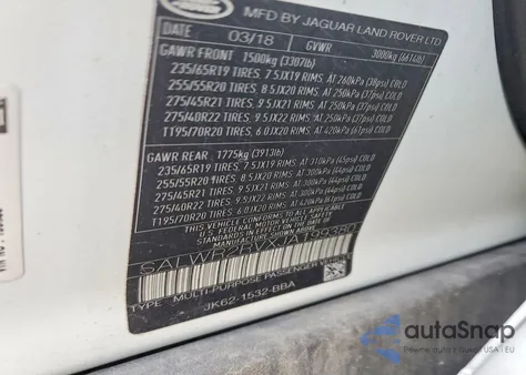 2018 Land Rover Range Rover Sport Hse из США, поврежденный, VIN SALWR2RVXJA199380